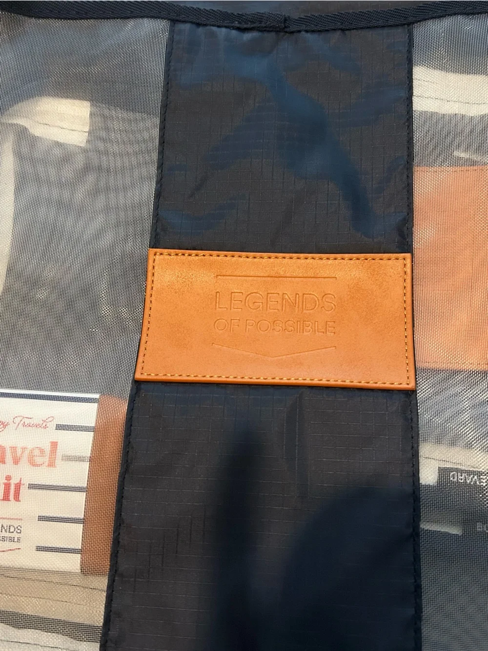 Navy Travel Kit Packing Organizer with Tan Accents